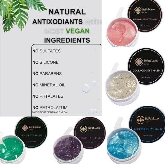 Under Eye Mask, Pad (60 PCS) Grape Patches Antioxidants Hyaluronic Acid Collagen