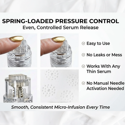 Serum Applicator Cosmetic Hydra Needle Derma Stamp 0.25mm 24K Gold Plated Microneedling Roller Stamp (Serum is Not Included)