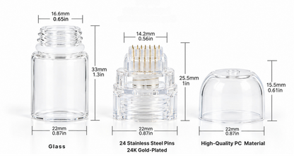 Serum Applicator Cosmetic Hydra Needle Derma Stamp 0.25mm 24K Gold Plated Microneedling Roller Stamp (Serum is Not Included)