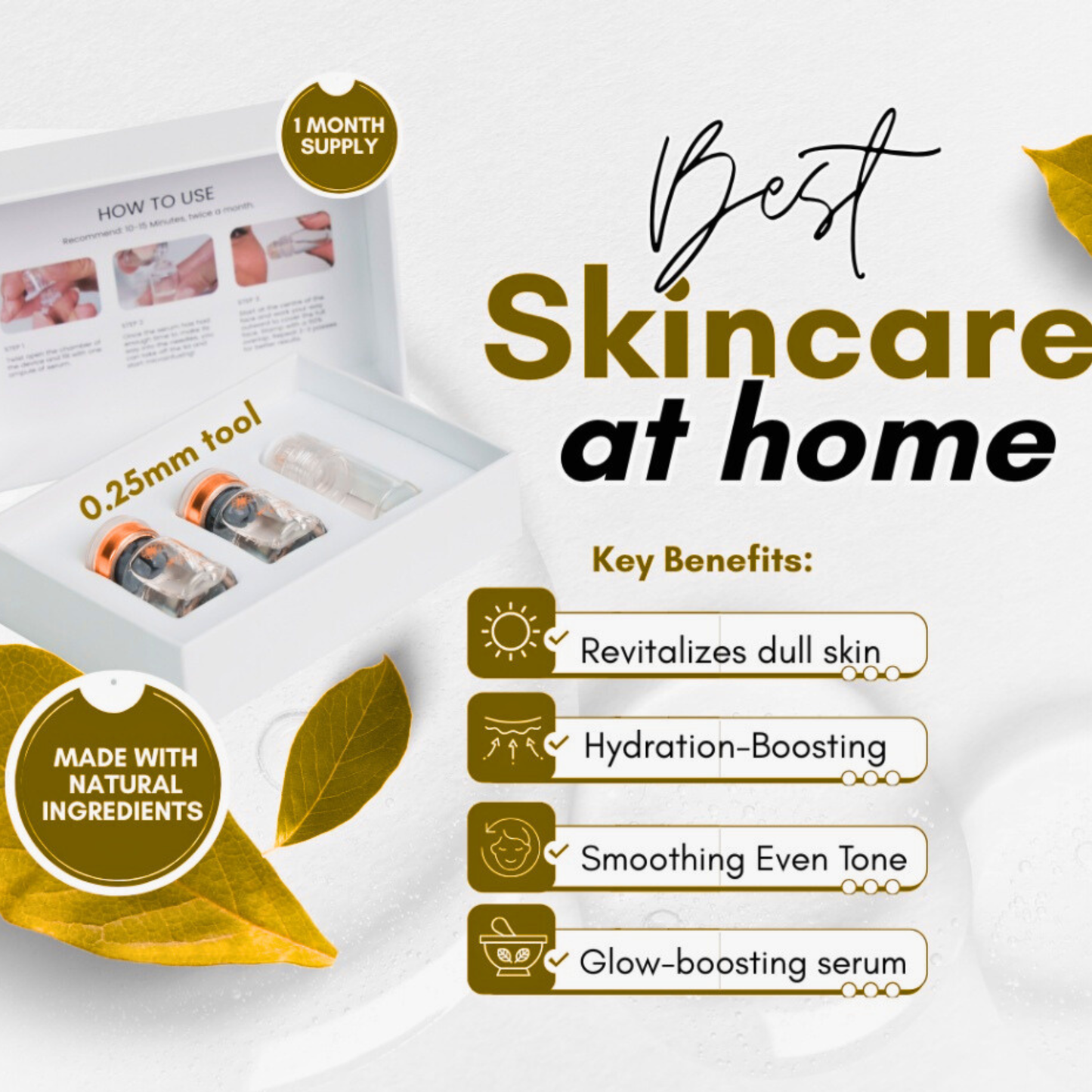 BeFabLuxx Cosmetic Micro-Infusion Kit | Derma Stamp 0.25 mm for Hydration, Plumping, Radiant Glow, Fine Line & Wrinkle Care – 5-Minute At-Home Skin care for  Face Lips & Neck