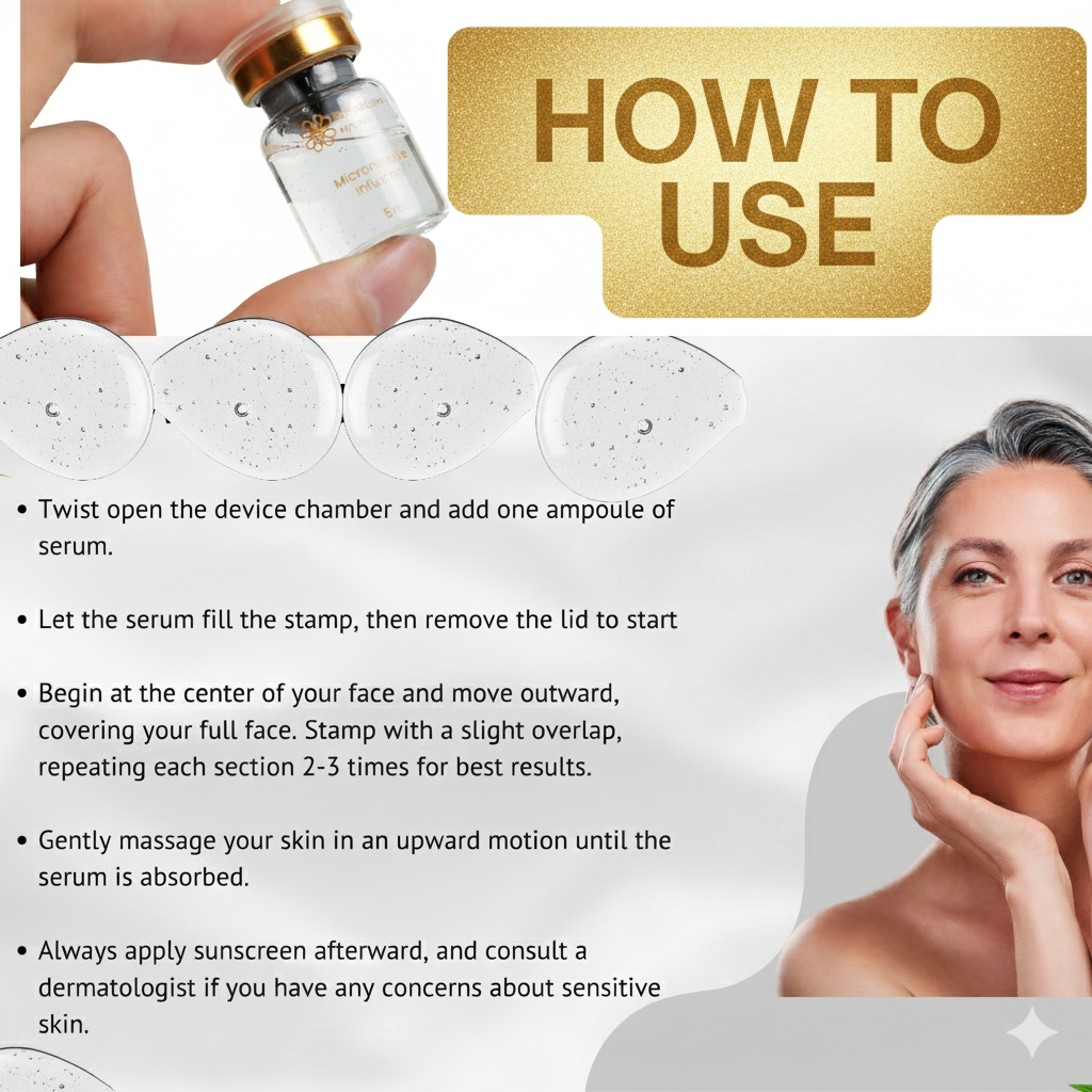 BeFabLuxx Cosmetic Micro-Infusion Kit | Derma Stamp 0.25 mm for Hydration, Plumping, Radiant Glow, Fine Line & Wrinkle Care – 5-Minute At-Home Skin care for  Face Lips & Neck