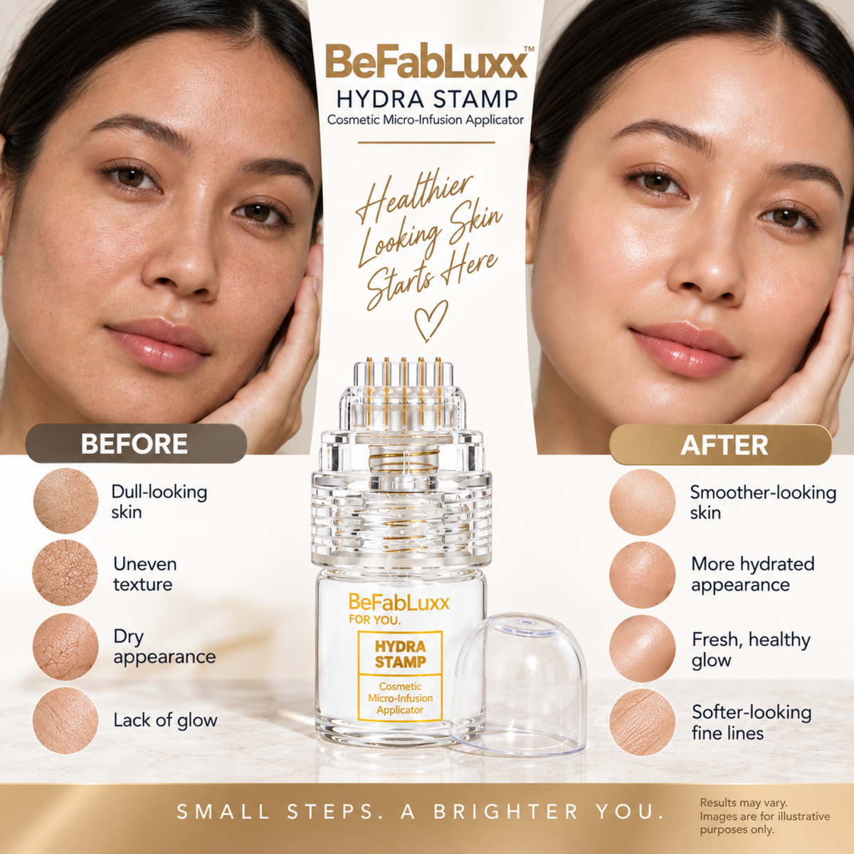 Serum Applicator Cosmetic Hydra Needle Derma Stamp 0.25mm 24K Gold Plated Microneedling Roller Stamp (Serum is Not Included)
