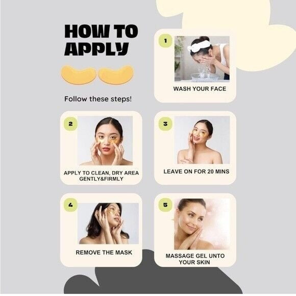 Eye Mask, 60 Pcs Anti-Aging Gel Patches, Pads Eye Collagen, Hyaluronic Acid