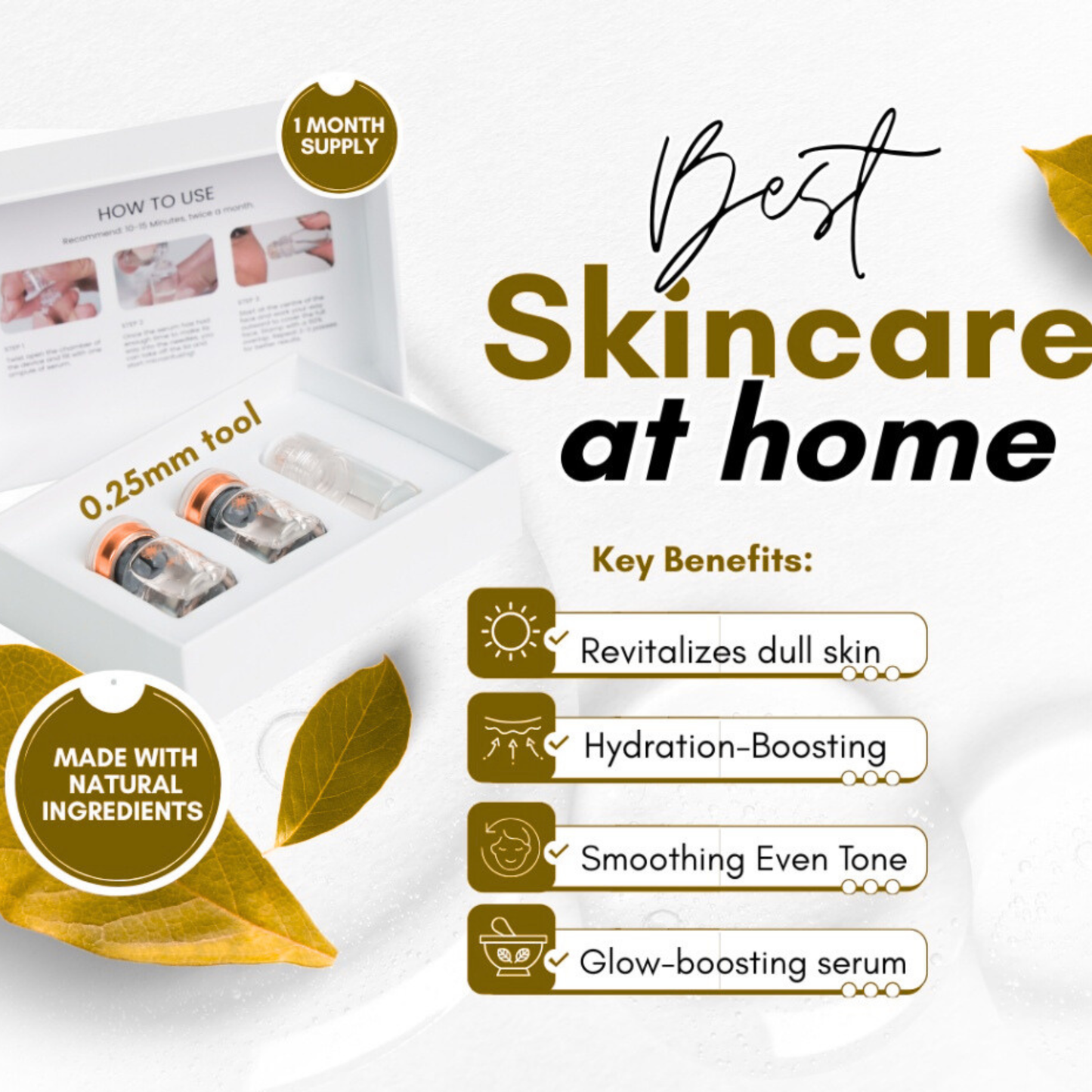 BeFabLuxx Micro-Infusion System Derma Stamp 0.5mm| Collagen Peptides & Hyaluronic acid, Glycerin Derma Stamp for Deep Hydration & Glass Skin  glow