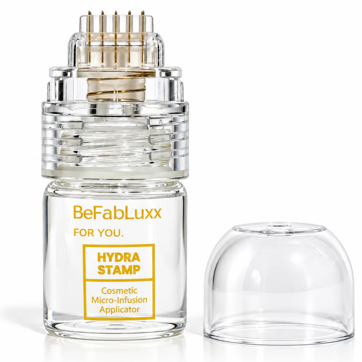 BeFabLuxx 0.25mm cosmetic facial serum applicator derma stamp for at-home skincare routine; serum not included.