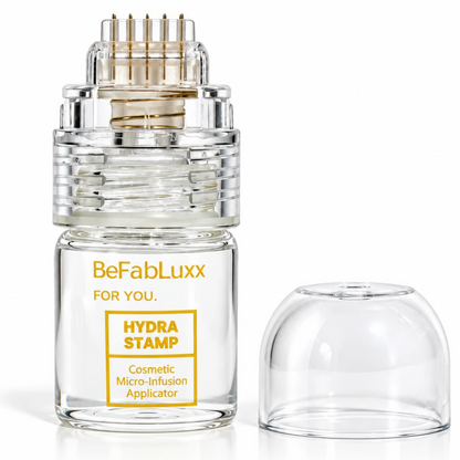 BeFabLuxx 0.25mm cosmetic facial serum applicator derma stamp for at-home skincare routine; serum not included.