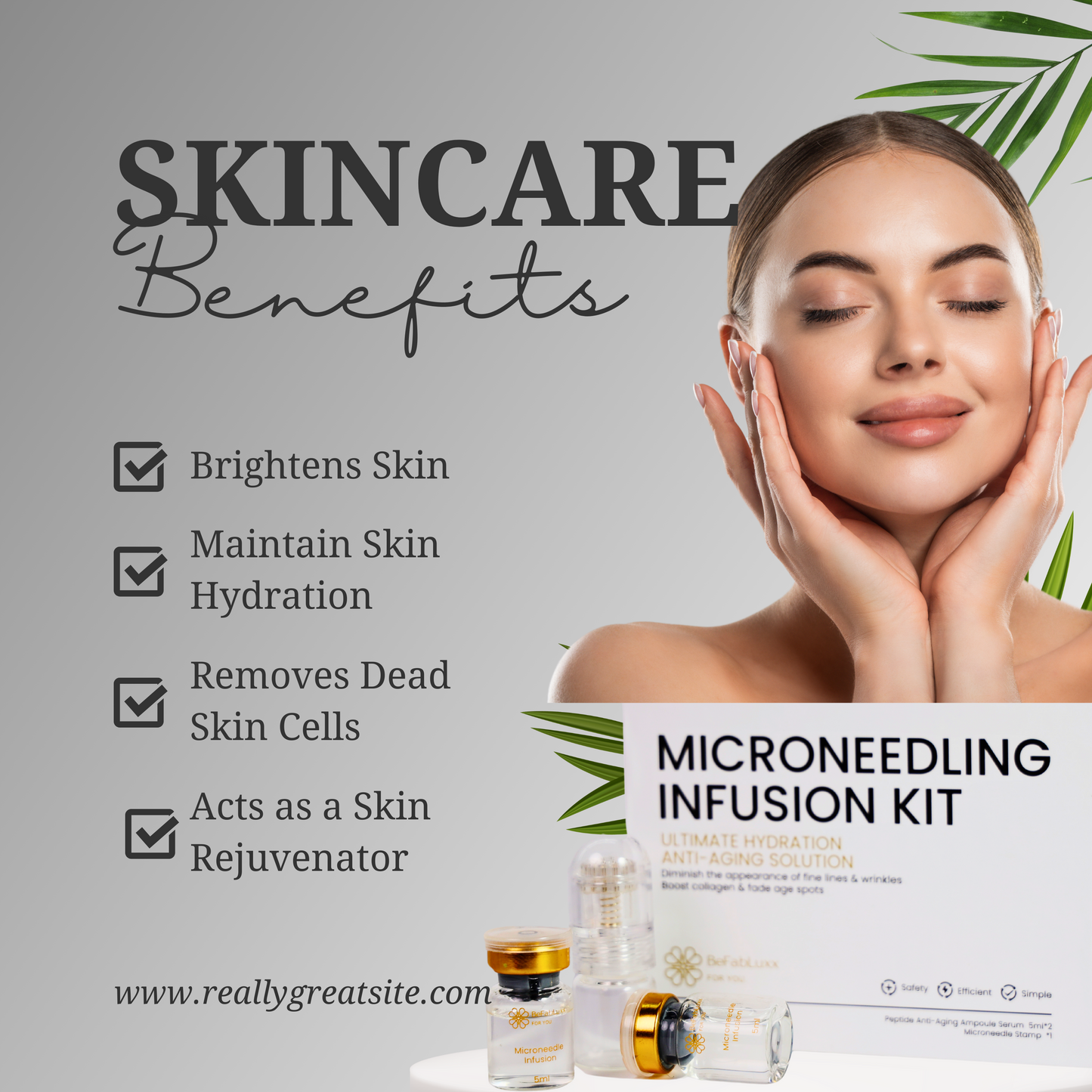 Micro-Infusion System, Best Microneedling Home Kit, Advanced Derma Facial Stamp, Peptide-Infused Hydrating Anti-Aging Serum At-Home Skincare Kit