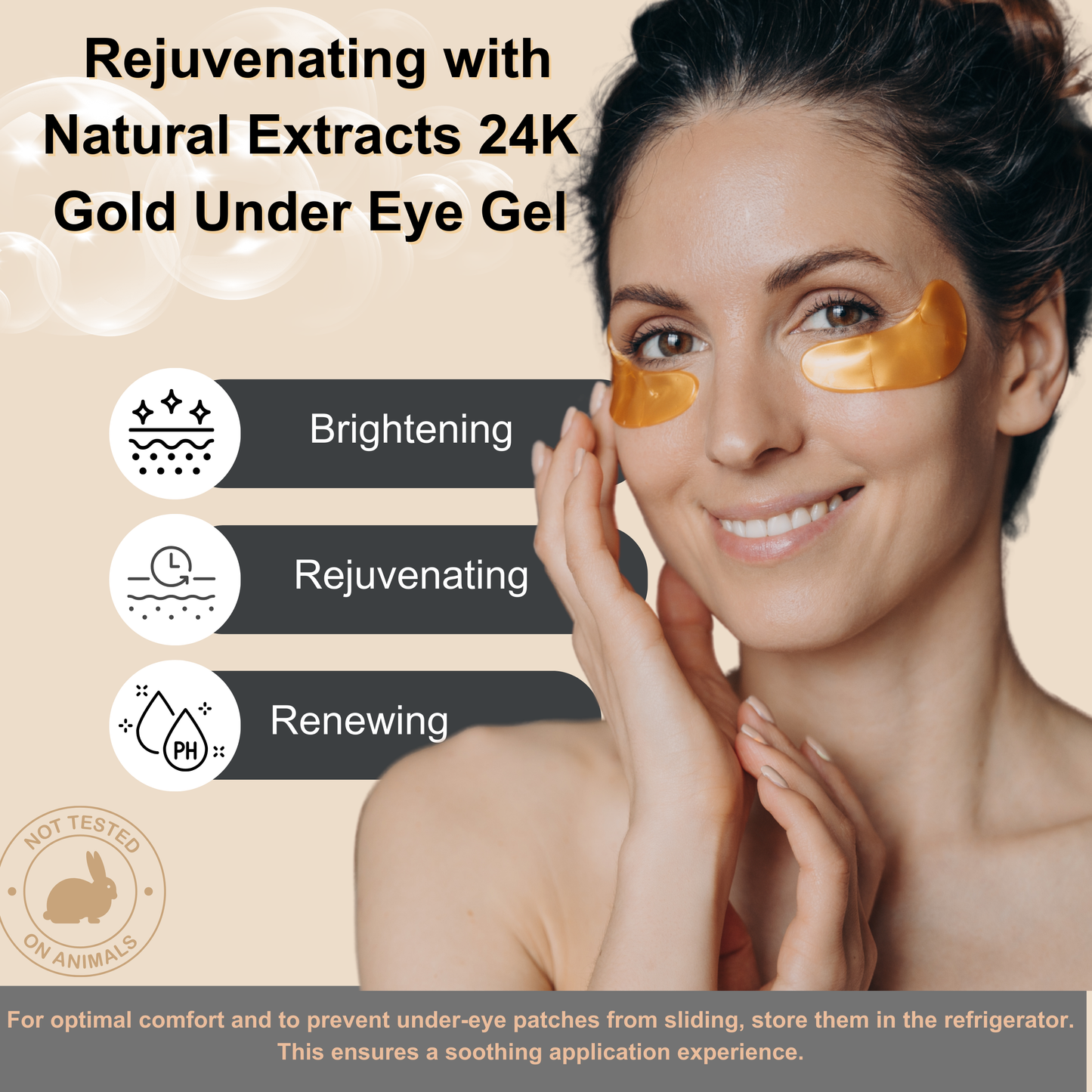 24K Gold Under Eye Patches (20 Pairs) Anti-Aging, Hydrating, Depuffing, Dark Circles, Wrinkles, Collagen & Hyaluronic Acid Eye Masks,Eye Gels Pads, Undereye Bags, Gift, Natural Cruelty-Free