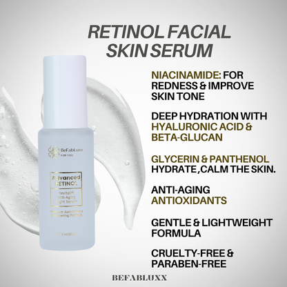 Retinol Night Serum All-In-One Anti-Aging Facial Serum Firms Face & Neck Hyaluronic Acid, Niacinamide, Collagen, Glycolic Acid, Ceramides, Vitamin C & E Brightens Smooths Wrinkles Dark Spots 1.7 Fl Oz