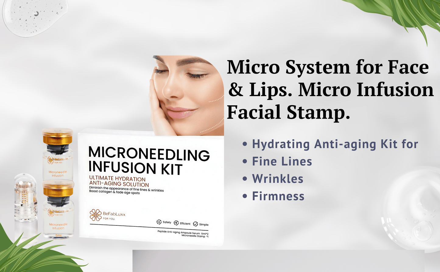 Micro-Infusion System, Best Microneedling Home Kit, Advanced Derma Facial Stamp, Peptide-Infused Hydrating Anti-Aging Serum At-Home Skincare Kit