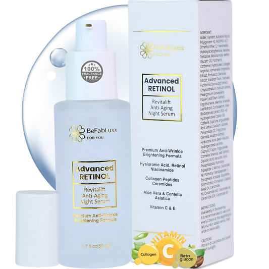 Advanced Retinol Serum Skin Booster- Face, Neck Anti Aging Night Serum - Hyaluronic, Niacinamide, Collagen, Glycolic Acid, Vitamin C & E for Wrinkles, Fine Lines & Dark Spots for Women & Men