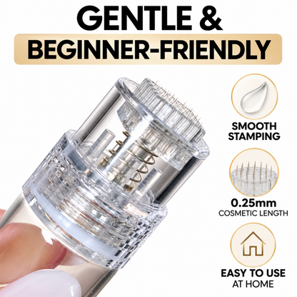 Serum Applicator Cosmetic Hydra Needle Derma Stamp 0.25mm 24K Gold Plated Microneedling Roller Stamp (Serum is Not Included)